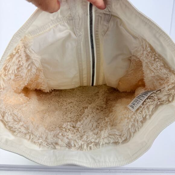 Y2K Guess White Fur Cropped Utility Moto High Neck Convertible Full Zip Jacket S - Picture 15 of 16